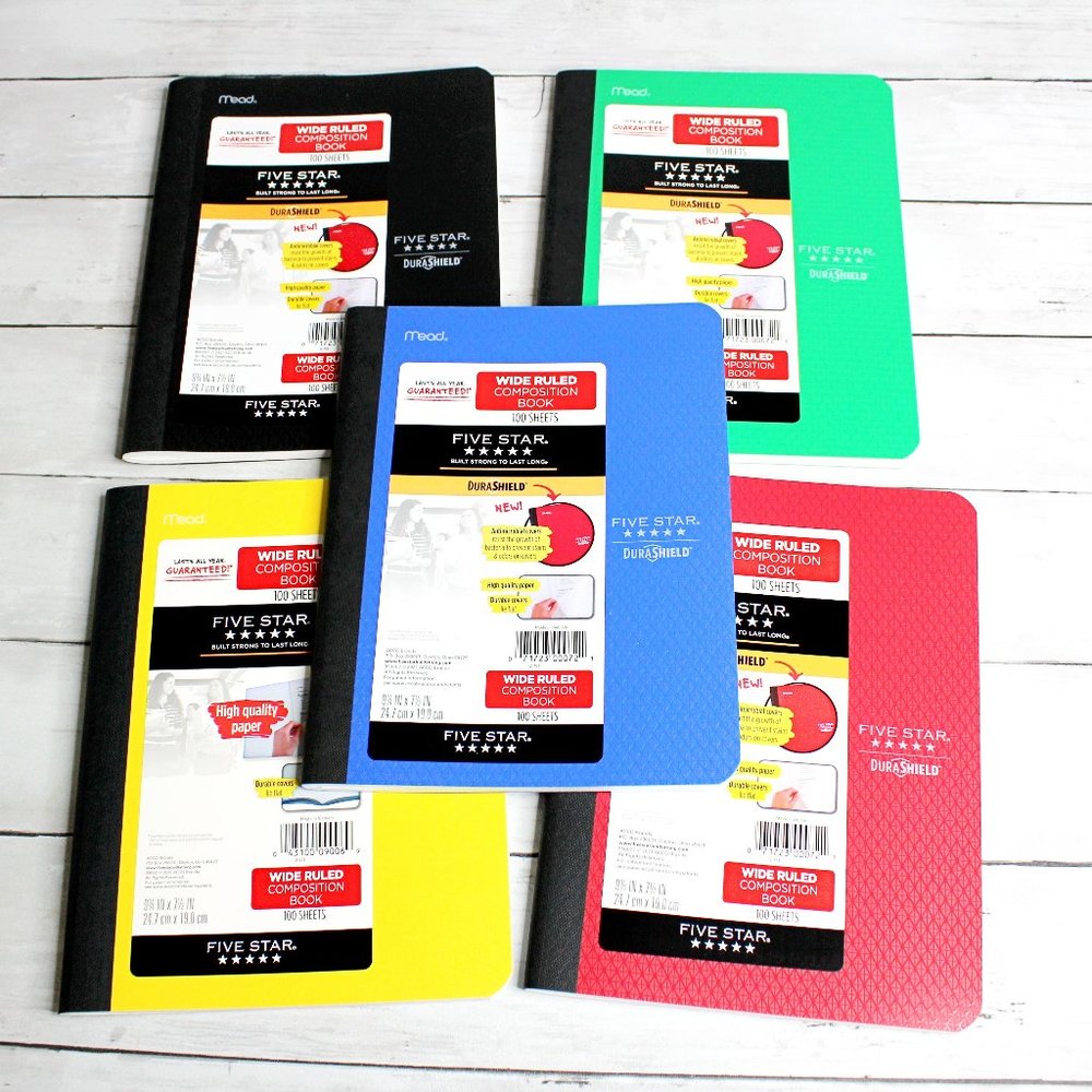 Mead Wide Ruled Composition Book Lot 100 Sheet Paper Notebooks